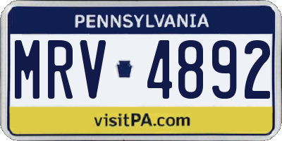 PA license plate MRV4892