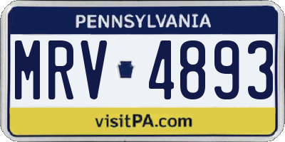 PA license plate MRV4893
