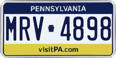 PA license plate MRV4898