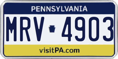 PA license plate MRV4903