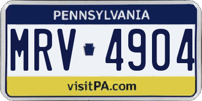 PA license plate MRV4904