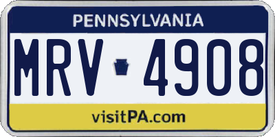 PA license plate MRV4908