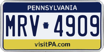 PA license plate MRV4909