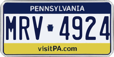 PA license plate MRV4924