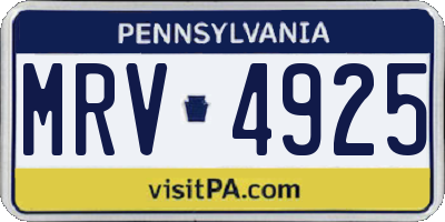 PA license plate MRV4925