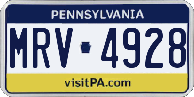 PA license plate MRV4928