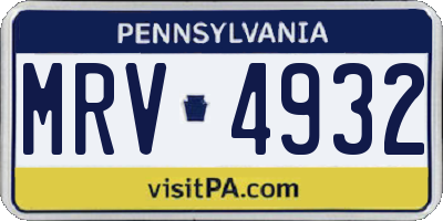 PA license plate MRV4932