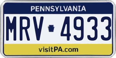 PA license plate MRV4933