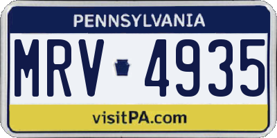 PA license plate MRV4935