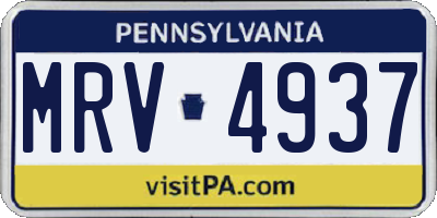 PA license plate MRV4937