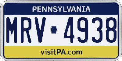 PA license plate MRV4938