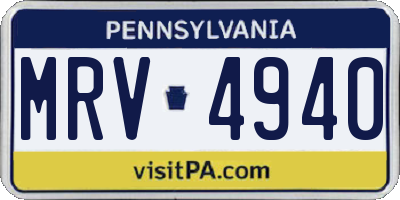 PA license plate MRV4940