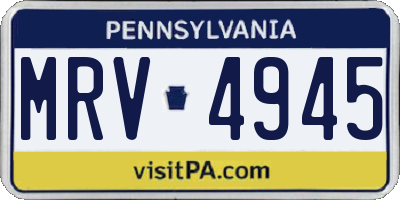 PA license plate MRV4945