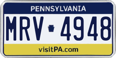 PA license plate MRV4948