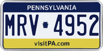 PA license plate MRV4952