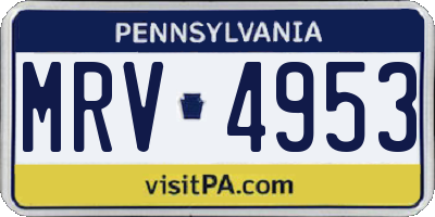 PA license plate MRV4953