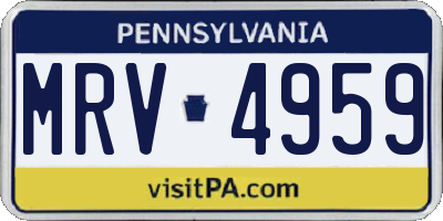PA license plate MRV4959