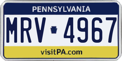 PA license plate MRV4967