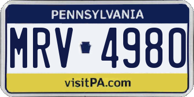 PA license plate MRV4980