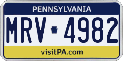 PA license plate MRV4982