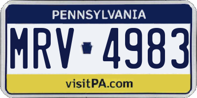 PA license plate MRV4983