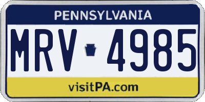 PA license plate MRV4985