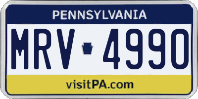 PA license plate MRV4990