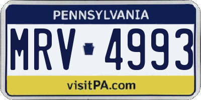 PA license plate MRV4993