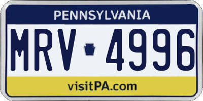 PA license plate MRV4996