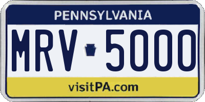 PA license plate MRV5000