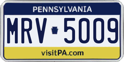PA license plate MRV5009