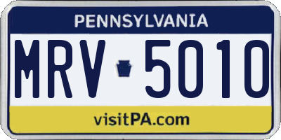PA license plate MRV5010