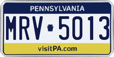 PA license plate MRV5013