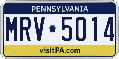 PA license plate MRV5014