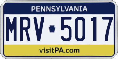PA license plate MRV5017