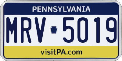 PA license plate MRV5019