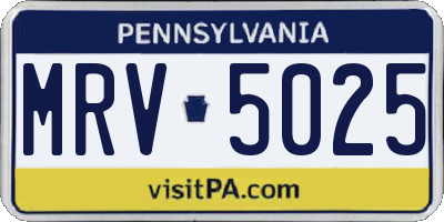 PA license plate MRV5025