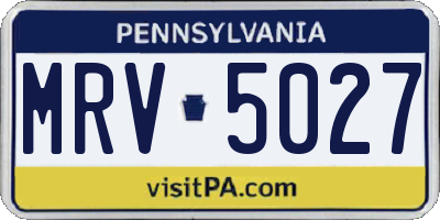 PA license plate MRV5027