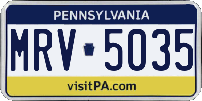 PA license plate MRV5035