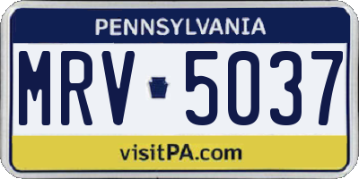PA license plate MRV5037