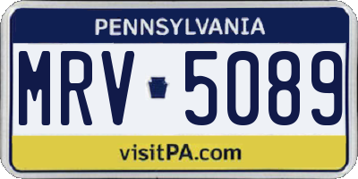 PA license plate MRV5089