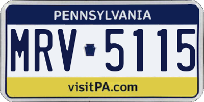 PA license plate MRV5115