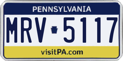 PA license plate MRV5117
