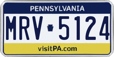 PA license plate MRV5124
