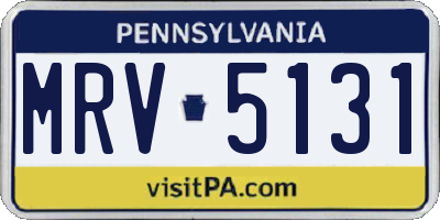 PA license plate MRV5131