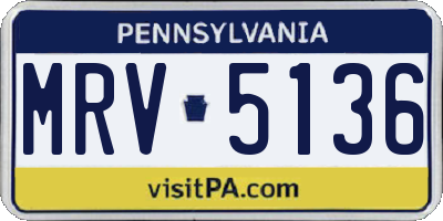 PA license plate MRV5136