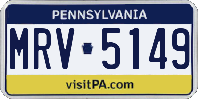 PA license plate MRV5149