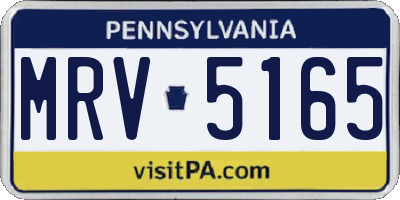 PA license plate MRV5165