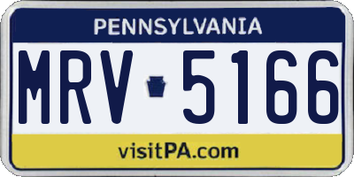PA license plate MRV5166