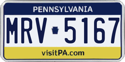 PA license plate MRV5167